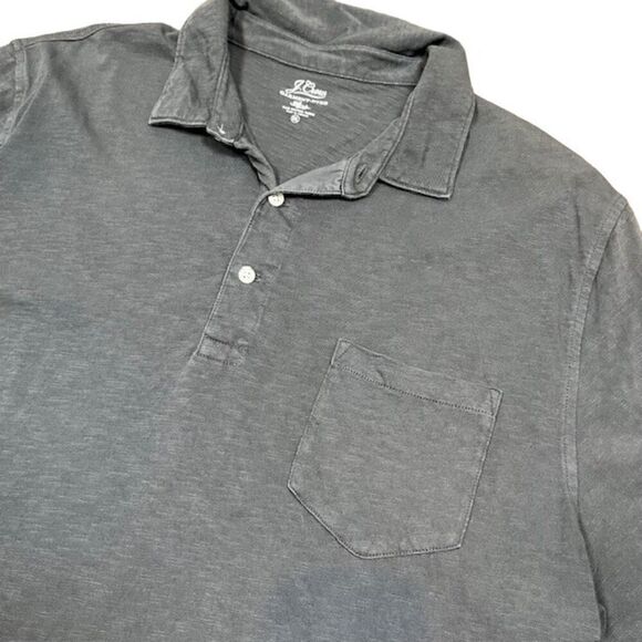 J. Crew Garment Dyed Slub Cotton Polo 100% Cotton Charcoal Men's Size XXL - Picture 2 of 9